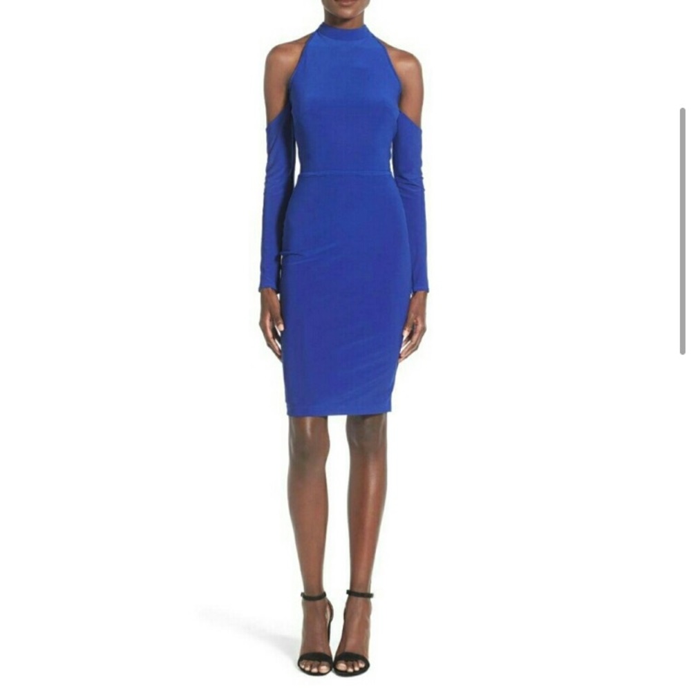IEENA for Mcduggal Cold Shoulder, halter neck dress